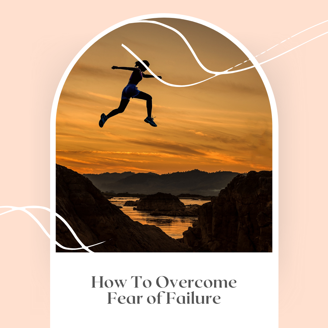 Young woman taking a leap to overcome her fear of failure in business